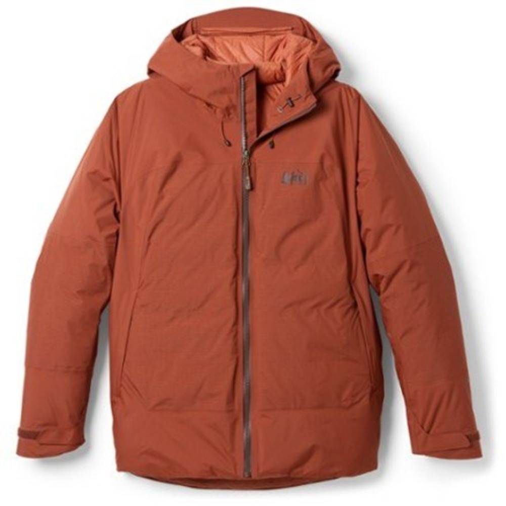 REI Co-op Parka Jacket Mens 3XL Orange Stormhenge 850 Down Insulated Pit Zips‎